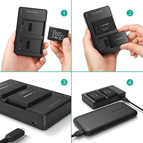5 RAVPower+Battery+Charger+Batteries+1000mAh