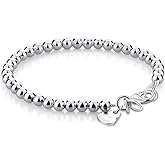 Dankadi New Women's 925 Sterling Silver Bracelet Minimalist 4-6MM Round Bead Chain Solid Silver Bracelet Charm Jewelry Lobster Claw Clasp