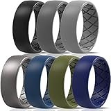 ThunderFit Men Silicone Wedding Rings, Breathable
