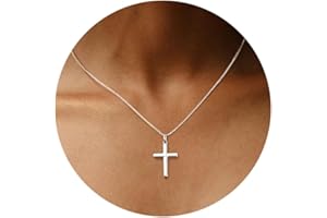 ORAZIO Cross Necklace for Women, 925 Sterling Silver or 18K Gold Plated Cross Necklaces Simple Box Chain Small Cross Pendant Choker Necklace Jewelry Gifts