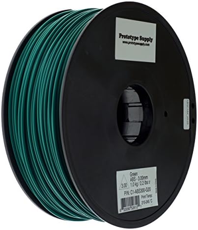 Prototype Supply 3mm ABS Green 3D Printing Filament, 1kg (2.2 pounds)