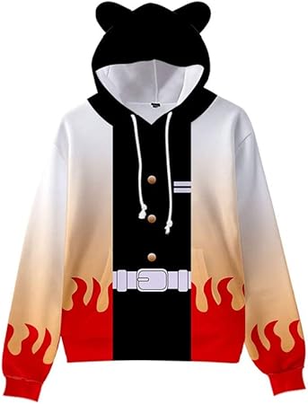 Amazon Cosfairy 鬼滅の刃風 100 150 猫耳フード ソックス贈り コート パーカー コスプレ 長袖ジャケット トップス 男の子 女の子 かわいい猫の耳 変装 ワンサイズ大きめおススメ キッズコスチューム おもちゃ