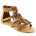 BAMBOO DINO-71S Women's Closed Back Multi Straps Flat Fringe Sandals