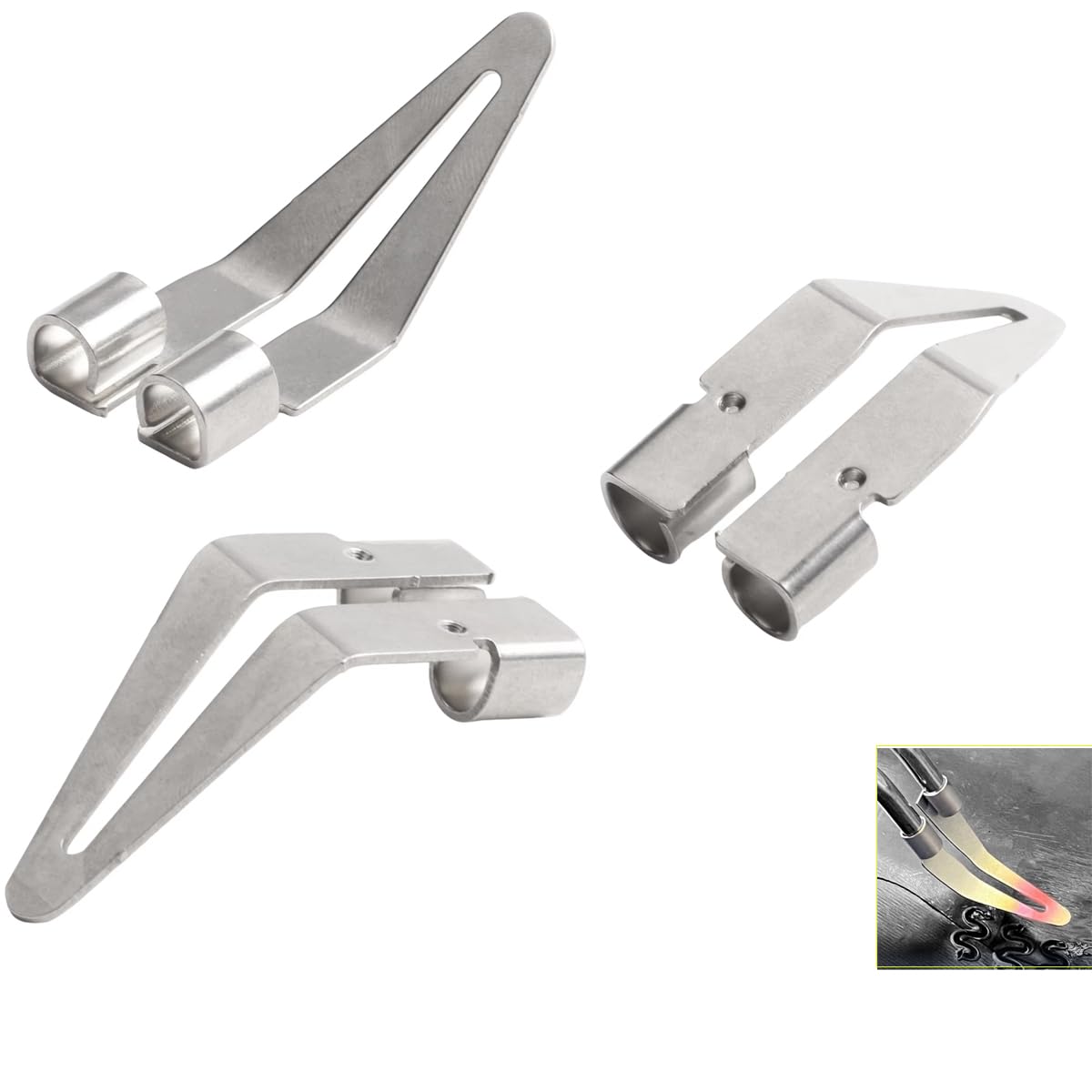 Photo 1 of 6 Pack YehVeh Plastic Welder Smoothing Tip Head Replacement Iron Triangle Point Scrapper Smoother for 100W Plastic Welding Gun Heat Soldering Machine with Dual Copper Tubes Repair Car Bumper Kayak