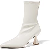 Coutgo Womens Ankle Boots Pointed Toe Low Kitten Heel Side Zipper Office Dress Fall Booties Shoes