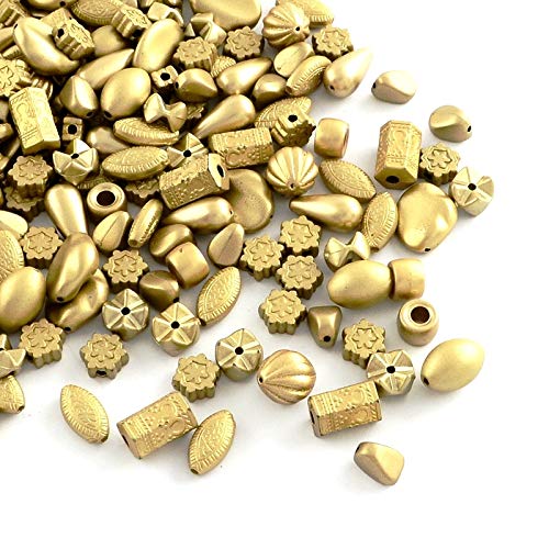 150 pieces plastic beads, metallic matt gold beads, pearl mix, acrylic beads set, bead for threading, bead set, craft set