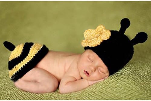 Novolix Baby Hat Cap Knitting Wool Photography Props Lovely Yellow Bee Costume
