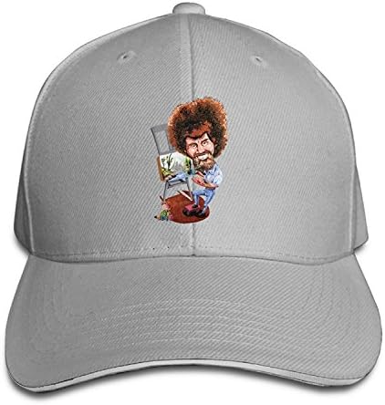 T121 Bob Ross Painter Sandwich Adjustable Chapeau Custom Cap Ash