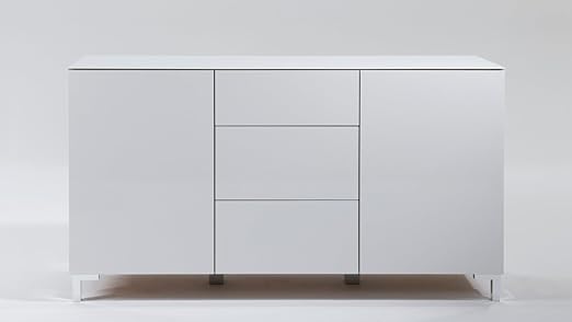 Mobel Akut Sideboard 2 Turig 3 Schubkasten Zac Front Hochglanz Weiss Oberplatte Glas Amazon De Kuche Haushalt