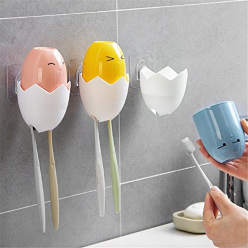 Nacome Home Kitchen Bathroom Toothbrush Holder Tooth Brush Cup-No trace Rackp (Yellow)