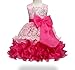 ONCEMORE White and Rose Red / Hot Pink Splicing Ball Gown Petal Event Christmas Formal Ceremony (White Rose, 110)