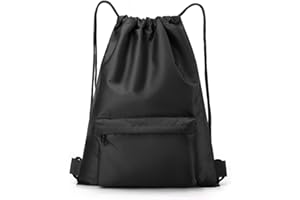Drawstring Backpack, Waterproof Drawstring Sack with Zipper Pocket, Gym Swim String Bag for Men & Women
