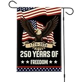 250 Years Garden Flag 12 x 18 Inches Double Sided Patriotic Flags with Commemorative1776-2026 Freedom Black Eagle Design Decorative Indoor Outdoor Yard Banner