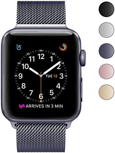 Eazco Stainless Steel Mesh Milanese Loop with Adjustable Strong Magnetic Closure Replacement Metal Band for 2017 New Watch Series 3/2/1 Nike+ Sport and Edition (42MM Space Gray)