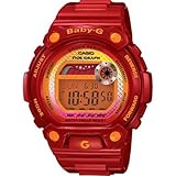Casio Women's Baby-G BLX100-4 Red Resin Quartz Watch with Orange Dial
