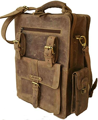 16 inch Leather Laptop Bag Men Messenger Vintage Shoulder satchel padded