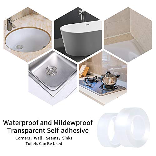 Caulk Strip,Transparent Mildew Proof Tape,Self Adhesive Waterproof Repair Tape for Kitchen Sink Basin Edge Bathtub Bathroom Toilet (1.2inch x 10feet)
