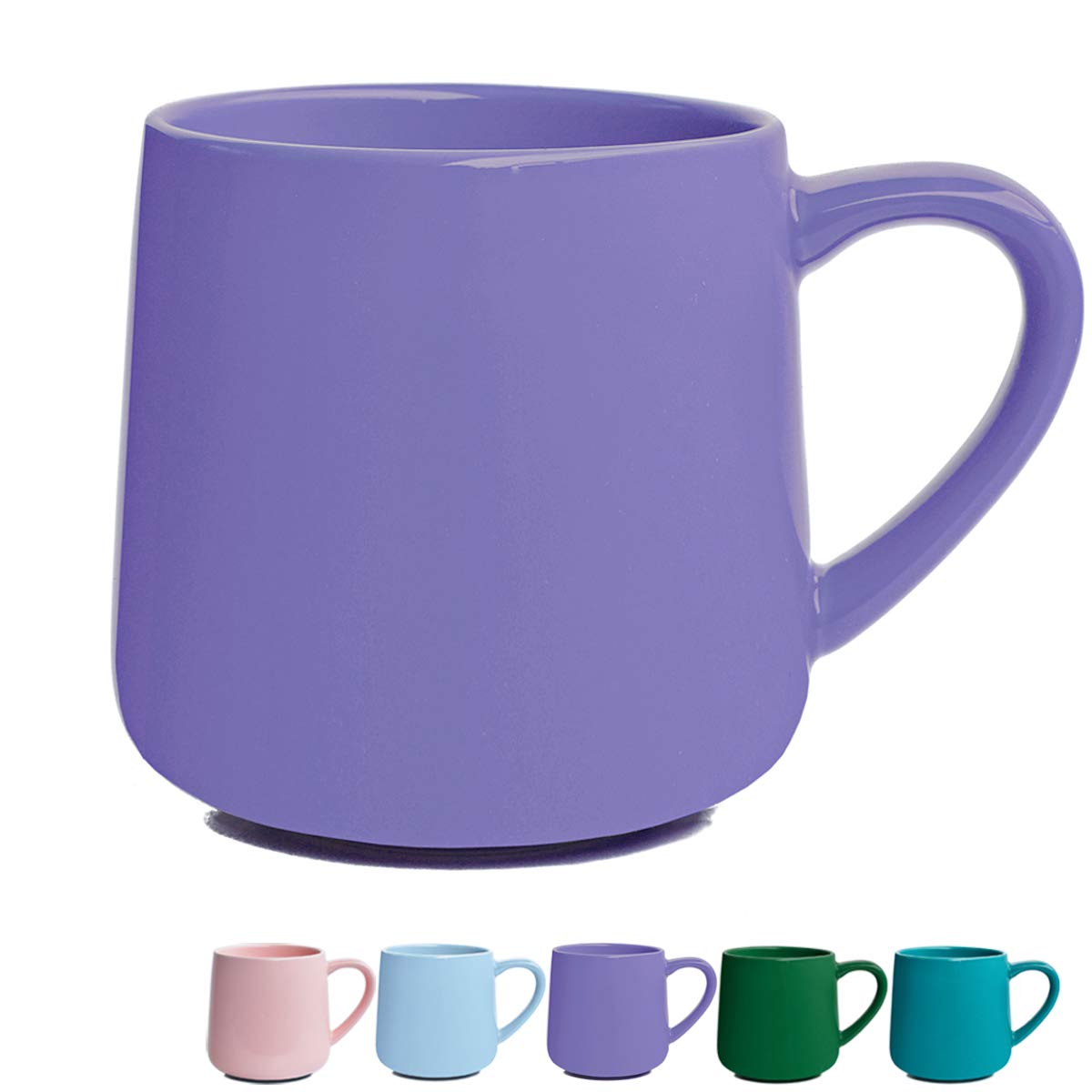 Glossy Ceramic Coffee Mug, Tea Cup for Office and Home, 18 oz, Dishwasher and Microwave Safe, 1 Pack (Purple)