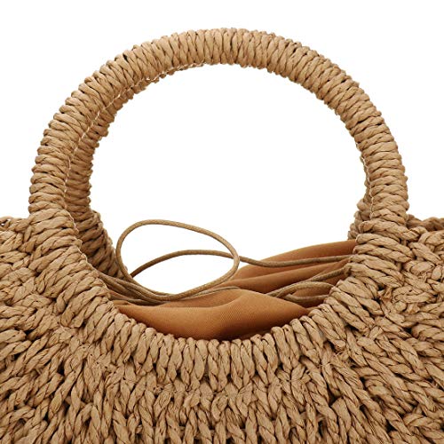 Straw Bags for Women,Handwoven Straw Large Rattan Bag Round Handle