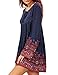 YesFashion Women Bohemian Floral Printed Ethnic Loose Casual Dress Navy Blue S