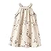 Girls' 2T-12 Linen Casual Dress Summer Floral Tank Shift Dress