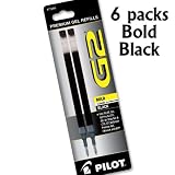 Value Pack of 6, Pilot G2 Roller Ball Ink Refills, Bold, Black, 6 Packs = 12 Refills, (77289)