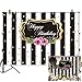 Allenjoy 7x5ft Geometric Black and White Stripes Theme Happy Fabulous Birthday Photography backdrops Golden dots Rose Flower Floral Party Decoration for Photography Photo Studio Props