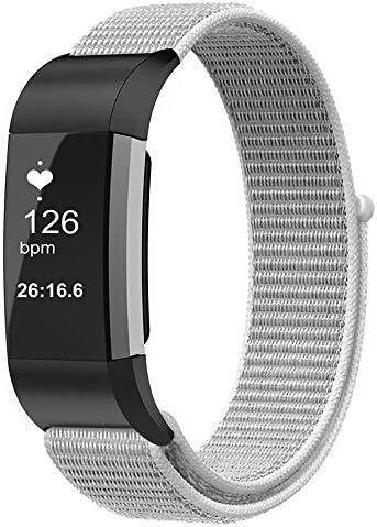 Tomplus Bands Compatible Fitbit Charge 2 Bands, Nylon Bands Replacement Accessory Strap wristbands for Women Men Large Small (Seashell, Small(5.5"-6.7"))