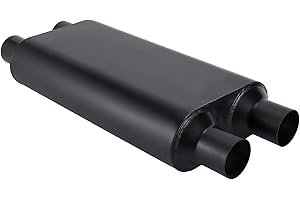 Muffler 3 Chamber 2.5" Universal Muffler Performance Race Exhaust Muffler 2.5 IN Pipe,Aggressive Sound,Black(2.5" dual in/2.5