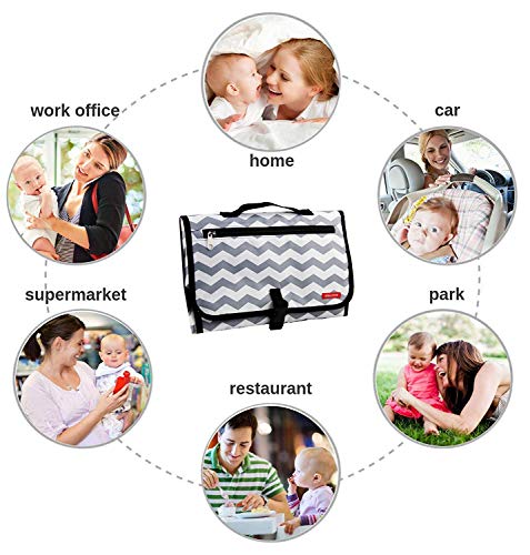 Obecome Portable Waterproof Baby Diaper Changing Pad Kit, Travel Home Change Mat Organizer Bag for Toddlers Infants and Newborns - Thumbnail 6