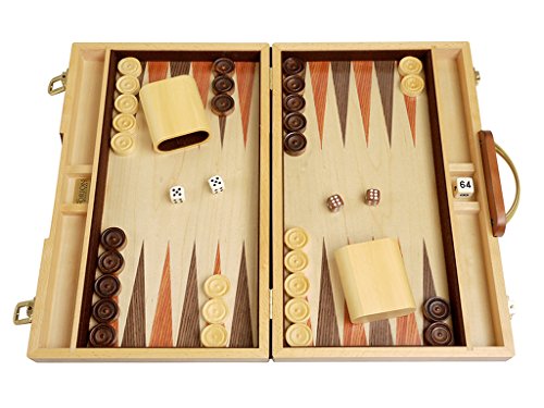 Orion Craft Walnut Wood Backgammon Set - 15" Classic Handcrafted Wooden Attache Case