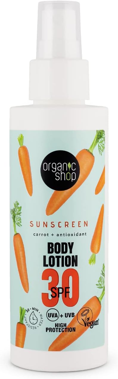 Organic Shop Suncare Body Lotion SPF 30 UVA UVB Water Resistant 150ml