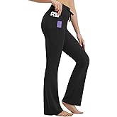 baleaf Womens Flare Leggings with Zipper Pockets Drawstring Flared Yoga Pants Bell Bottom Leggings Tummy Control