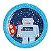 Serabeena Blue Robot-Themed Birthday Party Supplies - Disposable Plates, Napkins & Cups - Boys' 72-Piece Paper Plates Set Serves 24