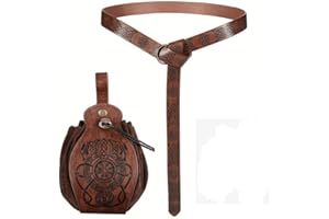 longjunjunfashion 2 pcs Medieval Viking Belt Leather Belt Pouch Renaissance Leather Belt Medieval Bag Renaissance Accessories