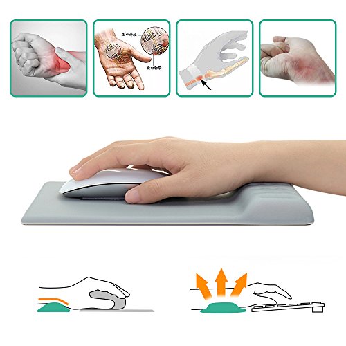 Aelfox Memory Foam Mouse Pad with Wrist Support, Ergonomic Wrist Rest for Office, Home Office, Laptop, Desktop Computer, Gaming Keyboard(6.18 x 8.98 x 0.75inch, Black)