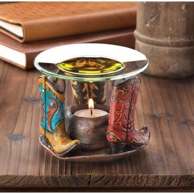 Home Fragrance Cowboy Boots Oil Warmer Cow Boy Western Tealight Candle Candles Light