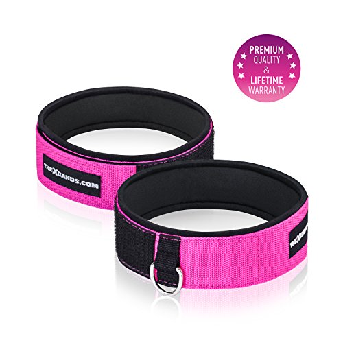 THE X BANDS - Fitness Bands Resistance - Booty Band - Glute Bands - Squat Bands for Thighs - Thigh Straps - Thigh Exercise Band - Leg Cuffs - Thigh Strap for Cable Machine - Pink - Thumbnail 7