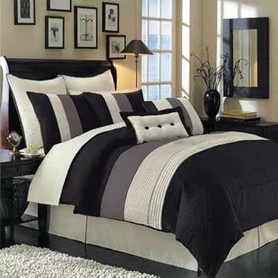Amazon Com Comforter Set California King Size Black Ivory And