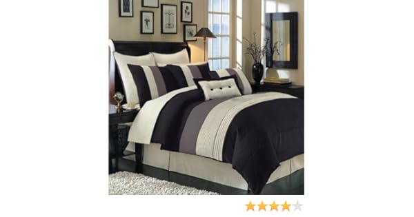 Amazon Com Comforter Set California King Size Black Ivory And