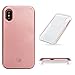 iPhone X Case, Voerou LED Illuminated Selfie Light Case Cover [Rechargeable] Light Up Luminous Selfie Flashlight Cell Phone Case for iPhone X(Rose Gold) (Rose Gold)