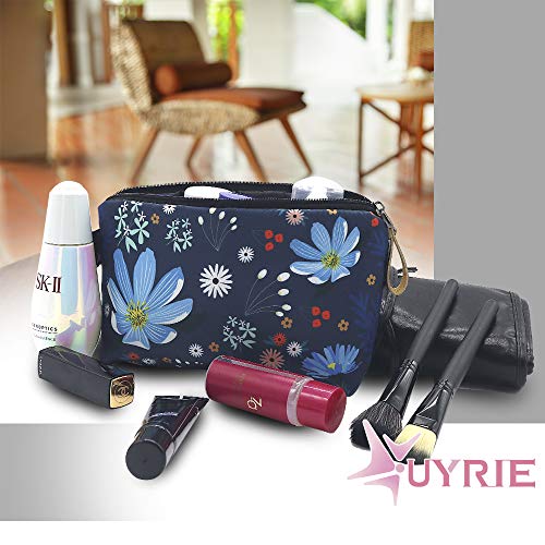 Cosmetic Bag, UYRIE Makeup pouch Travel Makeup Bags Waterproof Toiletry Bag (Two pieces Blue Flower&Pink Flower) 2 Cosmetic Bag, UYRIE Makeup pouch Travel Makeup Bags Waterproof Toiletry Bag (Two pieces Blue Flower&Pink Flower)