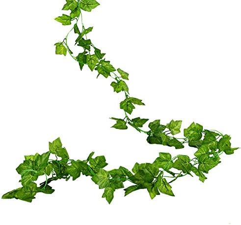 RURALITY 96 Ft Artificial Greenery Ivy Fake Vine Leaves Garlands for Wedding Garden and Patio Decoration,Pack of 12 (Grape vine)