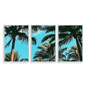 3 Piece Framed Canvas Wall Art for Living Room, Bedroom Vintage Tropical Palm Trees Canvas Prints for Modern Home Decoration Ready to Hang - 16"x24"x3 Panels