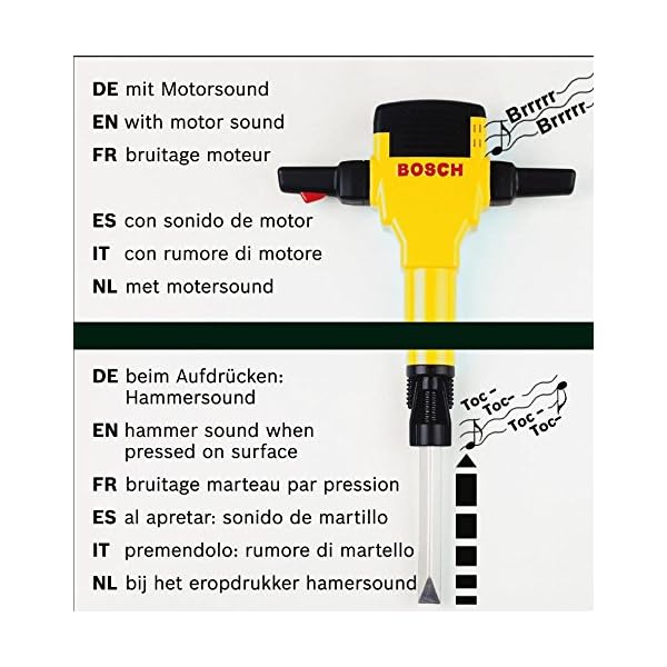 Theo Klein 8405 Bosch Presslufthammer | Batteriebetriebene Auf- und Abwärtsbewegung des Bohrmeißels | Mit Motorsound und Blinklicht | Maße: 28 cm x 7 cm x 50 cm | Spielzeug für Kinder ab 3 Jahren – Bild 7