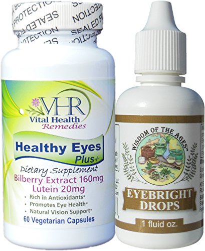 Eyebright Drops Healthy Eyes Bundle with Eyebright Drops 1oz Natural Eye Drops Formula and Healthy Eyes Plus+ 60 Capsules Bilberry-Lutein-Zeaxanthin Formula for Maximum Support of Total Eye Health