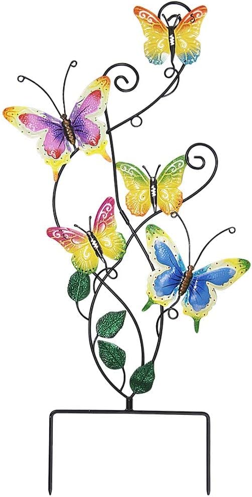 Decorative Garden Stakes - Juegoal 28 Inch Butterfly Garden Stake Decor Metal Wall Art Decoration, Mothers Day Ideal Gifts for Mom, Yard Outdoor Ornaments
