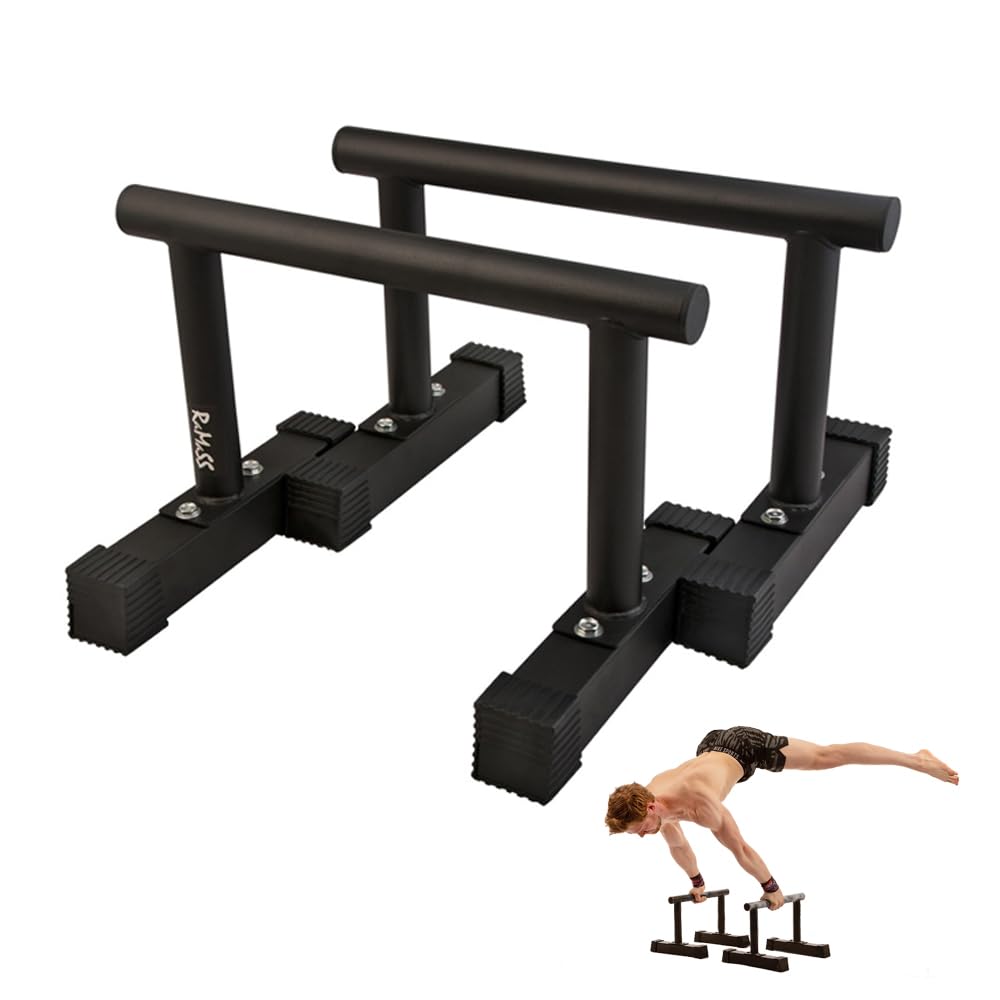 RAMASS Fitness Parallettes – Heavy Duty Push Up & Handstand Bars for Calisthenics, Gymnastics & Bodyweight Strength Training – 200kg Capacity, Home & Commercial Gym