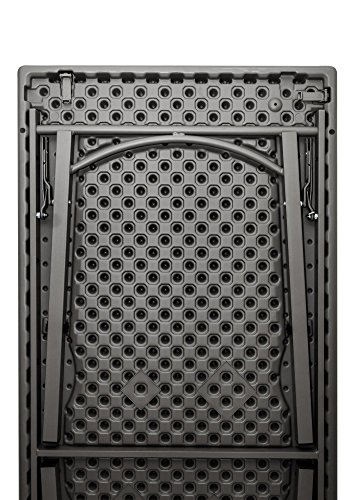 ZOWN Commercial 72” (6 ft.) 300 lb. Use Rate Rectangular Heavy Duty Blow Mold Banquet Folding Table with End of Table Seating, Brown - Thumbnail 4