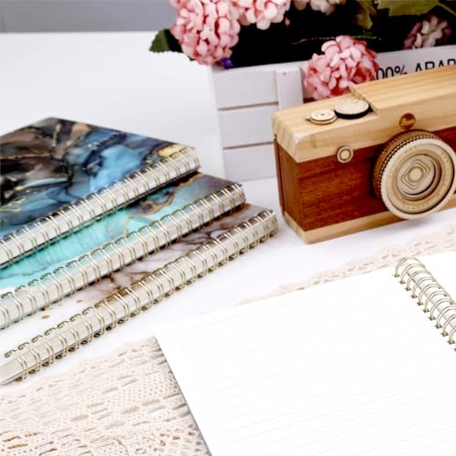 Koogel 4 Stück Spiral Notizbuch A5, 80 Blatt Blau Hardcover Spirale Notizblock College liniert Tagebuch für Damen und Herren Arbeit Büro Schule